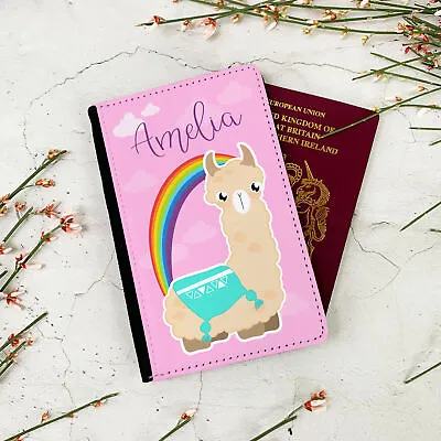 £12.99 • Buy Cute Llama PERSONALISED Passport Holder Cover Kids Children's Girls Firsr Wallet