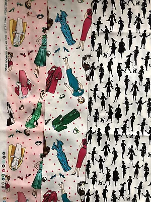 OOP Michael Miller Glamour Girls Silhouette Fabric Collection; 3.75 Yards • $40