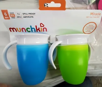 2 NEW Munchkin Miracle 360 Trainer Cup Green/Blue 7 Oz -  • $10