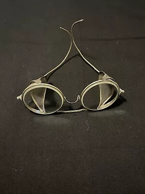 Vintage Willson Steampunk Safety Biker Shield Eyeglasess Goggles Metal Case • $25.99