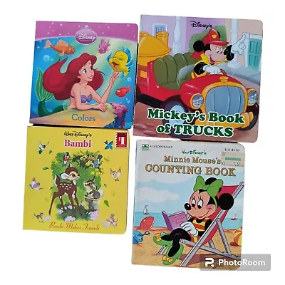 Disney Baby Board Books Lot 4 Mickey's Trucks The Little Mermaid Minnie Mouse  • $9.89