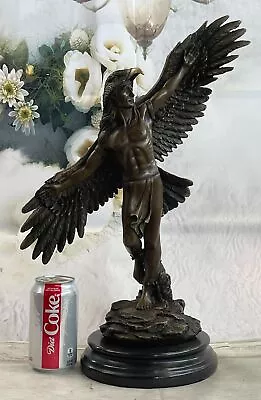 Western Art Winged Native American Indian Eagle Bird Art Bronze Marble Statue • $279.65
