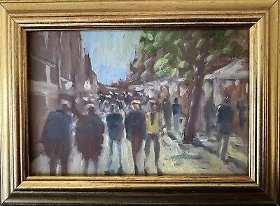 Framed Street Scene Painting. Norwich Market. Picture Of People In Street. • £28