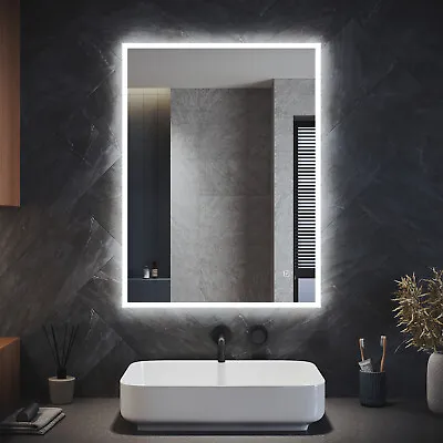 LED Bathroom Mirror With Shaver Socket Demister Touch Sensor Illuminated Lights • £127.99