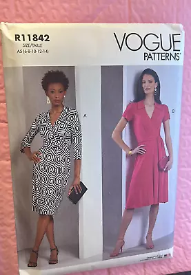 Vogue R11842 Pattern Misses Wrap Dress Plus Size 6-14 New Uncut • $9