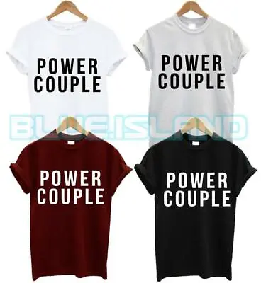 Power Couple T Shirt Set 2 Pack Wifey Couple Hubby Gift Present Marriage Unisex • £13.99