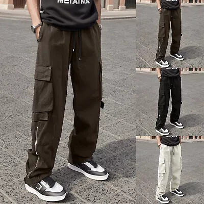 Mechanic Pants Mens Cotton Four Seasons Fashion High Street Retro Loose Trousers • $42.71