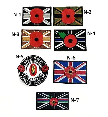 Poppy Remembrance Day Union Jack Trf Embroidered Iron On Sew On Patch Badge Army • £1.99