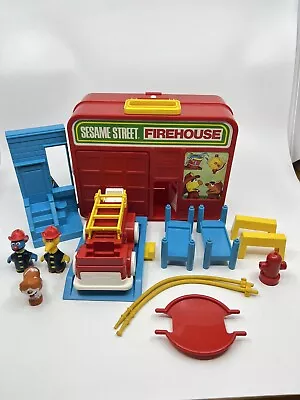 Sesame Street Firehouse Truck Playset Case With Figures  1980s • $35