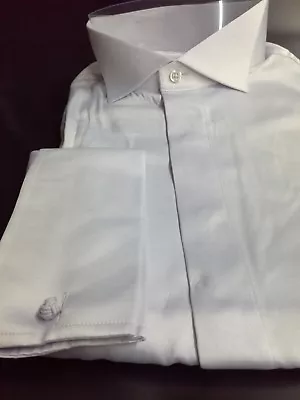 New Piscador Cotton Shirt Victorian Collar White Lilac Sateen Black RRP £36.95 • $25.20