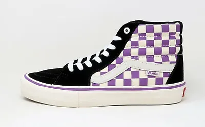 VANS Men Women Sk8 Hi Pro Checkerboard Black Dewberry Canvas Suede Shoes • $55