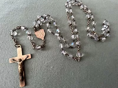 Antique Vintage Czech Glass Rosary Beads ~ Crucifix Hallmarked • $9.99