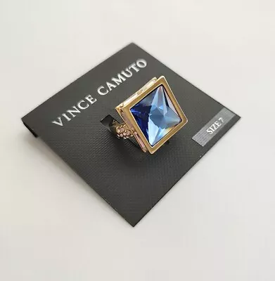 Vince Camuto Crystal Pyramid Cocktail Ring SZ 7 - Blue/Gold • $28