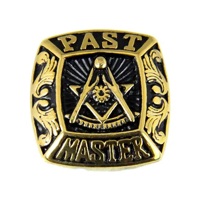 T56 Past Master Rocker Ring Masonic Blue Lodge Mason Noble Square Compass • $26