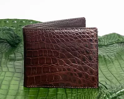 Real Belly Crocodile Skin Leather Man Bifold Brown Wallet RFID Blocking • $50