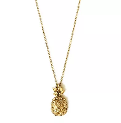 J. CREW Gold Tone Crystals Pave Pineapple Pendant Necklace • $27.99
