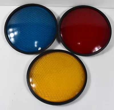 Vintage Set Of 3 Kopp 12  Wide Angle Traffic Light Glass Lenses - USA      #4912 • $59.99