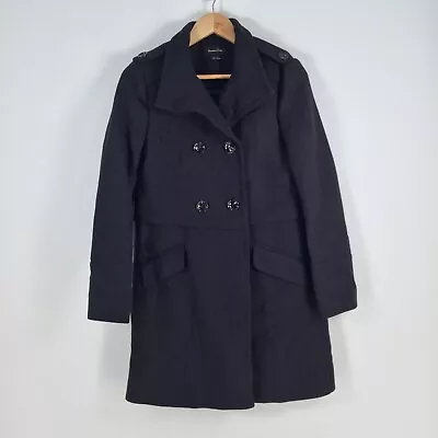 $59.95 • Buy Massimo Dutti Womens Trench Coat Size US 6 Aus 10 Black Wool Blend 045427