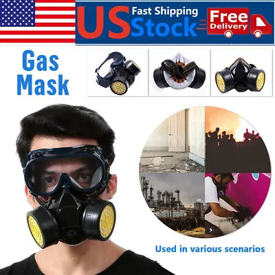 Gas Face Mask Safety Respirator Chemical Dustproof Filter Emergency Eye Goggle • $9.45