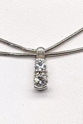 $1185 • Buy $4450 2 Stone .50ct VS G Diamond Signed JOSE HESS 18k White Gold 16  Necklace