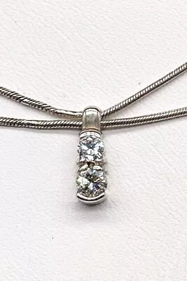 $4450 2 Stone .50ct VS G Diamond Signed JOSE HESS 18k White Gold 16  Necklace • $985