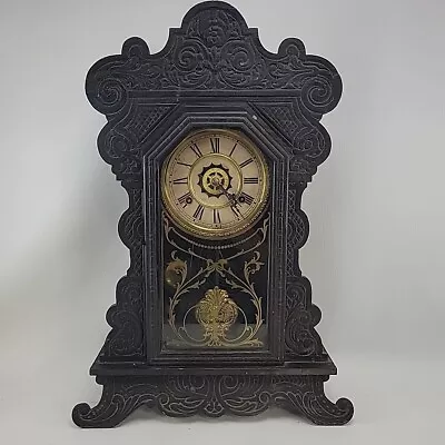 Antique Waterbury Mantel Shelf Kitchen Gingerbread Clock Tested Working • $210.68