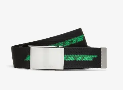 Lacoste Made In France Contrast Logo Print Belt RC4063 NOIR ESTRAGON VERT 100cm • £35.75