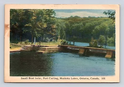 Old Postcard Small Boat Docks PORT CARLING MUSKOKA LAKES Ontario Canada 1949 • $3.99