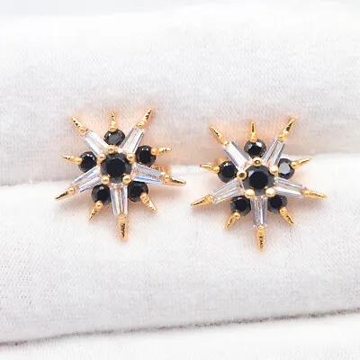 18K Yellow Gold Filled Women Fashion White Black Mystic Topaz Star Stud Earrings • $1.94