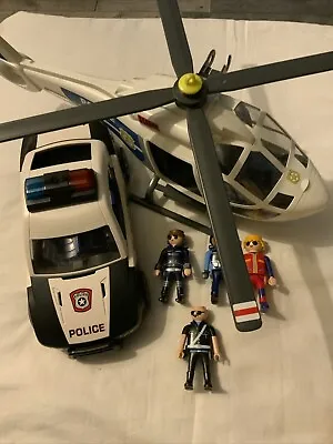 Playmobil Police Car And Figures.  Plus Helicopter Playmobil • £10.99