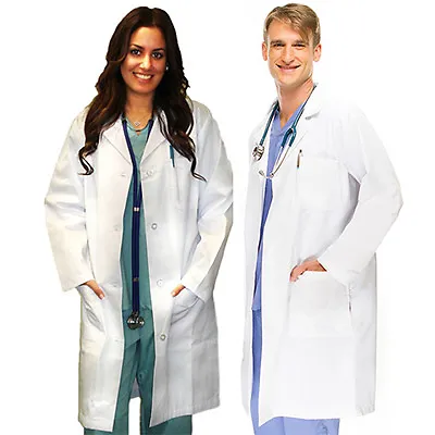 Medical White Unisex Lab Coats Uniform For Men Women Lab Coat Long Sleeve Jacket • $20.85