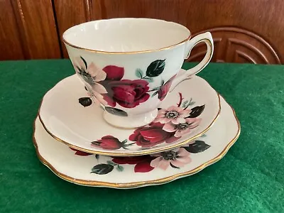 Ridgeways Potteries Queen Anne Bone China Tea Trio Set Cup Saucer & Plate Roses • £5