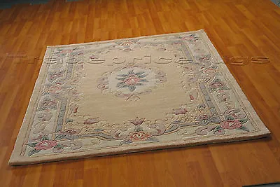£154.79 • Buy Lotus Premium Fawn Beige Soft Chunky Thick Luxury 100% Wool Pile Chinese Rug