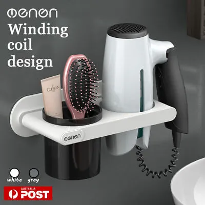 Bathroom Mounted Wall Suction Cup Hair Dryer Holder Hanger Shelf Rack Storage AU • $13.83