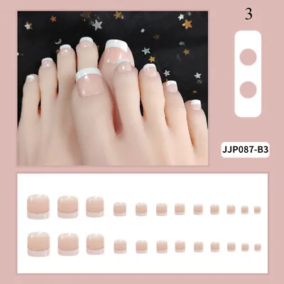 Nail Decor Nails Patches False Toenail French White Gradient Press On Nail Q# • $1.68