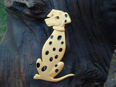 Vintage Brushed Gold Tone Articulated Dalmation Brooch • $25