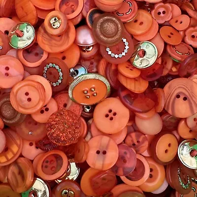 Incredible Mixed Lot Of Dyed ORANGE Premium Buttons All Sizes For Embellishments • $9.99