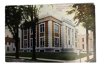 Manitowoc Public Library Wisconsin WI Post Card One Cent Stamp Posted 1910 • $4.41