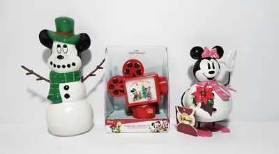 Disney Mickey & Minnie Mouse Snowman & Musical Light Up Christmas Centerpiece • $29.95