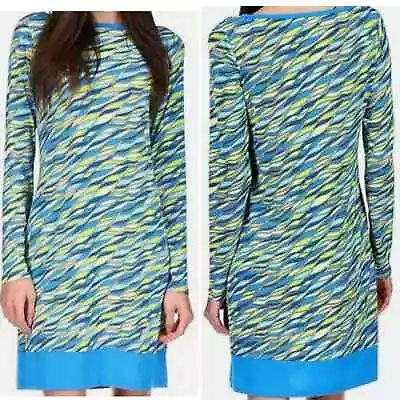 Michael Kors Turquoise And Yellow Design Shift Dress (Size: M) • $20