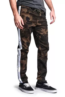 Victorious Men's Elastic Waist Track Style Striped Twill Jogger Pant JG3008-F11C • $19.95