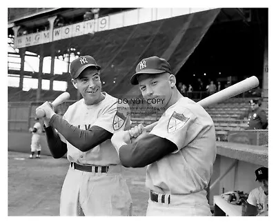 Joe Dimaggio And Mickey Mantle New York Yankees Baseball Players 8x10 B&w Photo • $8.49