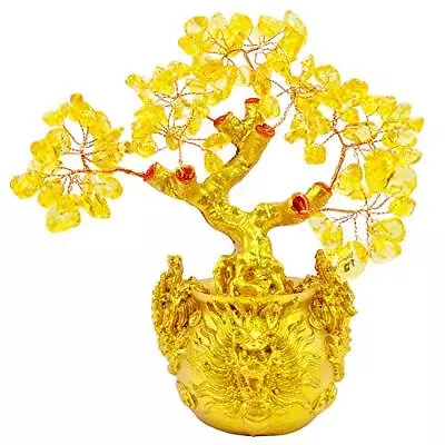 Crystal Fortune Tree Gold Money Tree Feng Shui Ornament For Bringing Wealth L... • $18.70