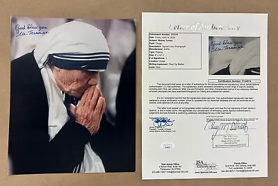 MOTHER TERESA SIGNED 8 X 10 COLOR PHOTO 100% AUTHENTIC SIGNATURE RARE JSA COA • $2495