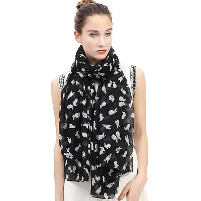 Bunny Rabbit Print Womens Scarf Shawl Sarong Wrap Soft Lightweight Gift • £8.39