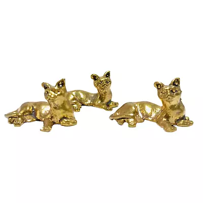 Lot 3 Of Mini Siamese Cat Miniature Brass Collectible Statue Kitten Figurine • $29.98