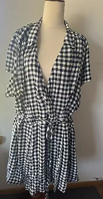 Womens CCX By City Chic Gingham Black White Dress AS NEW Sz XXL • $35