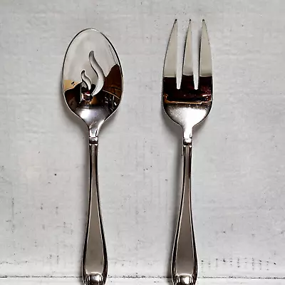 Oneida Satin Garnet Serving Set Pierced Spoon Meat Fork 18/10 Stainless 2 Pcs • $19.84