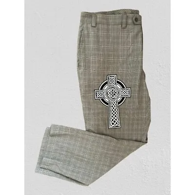 Lauren Ralph Lauren Trousers IRISH CROSS Embroidered Patch Pants Size 40/30 • $49.99