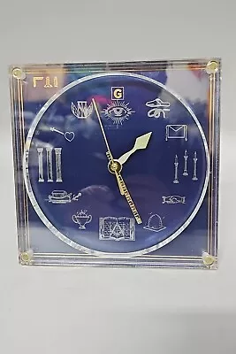 Vintage Marion Kay Masonic Desk Clock Model No. 30 Blue Lodge 1975 Lucite  • $54.99
